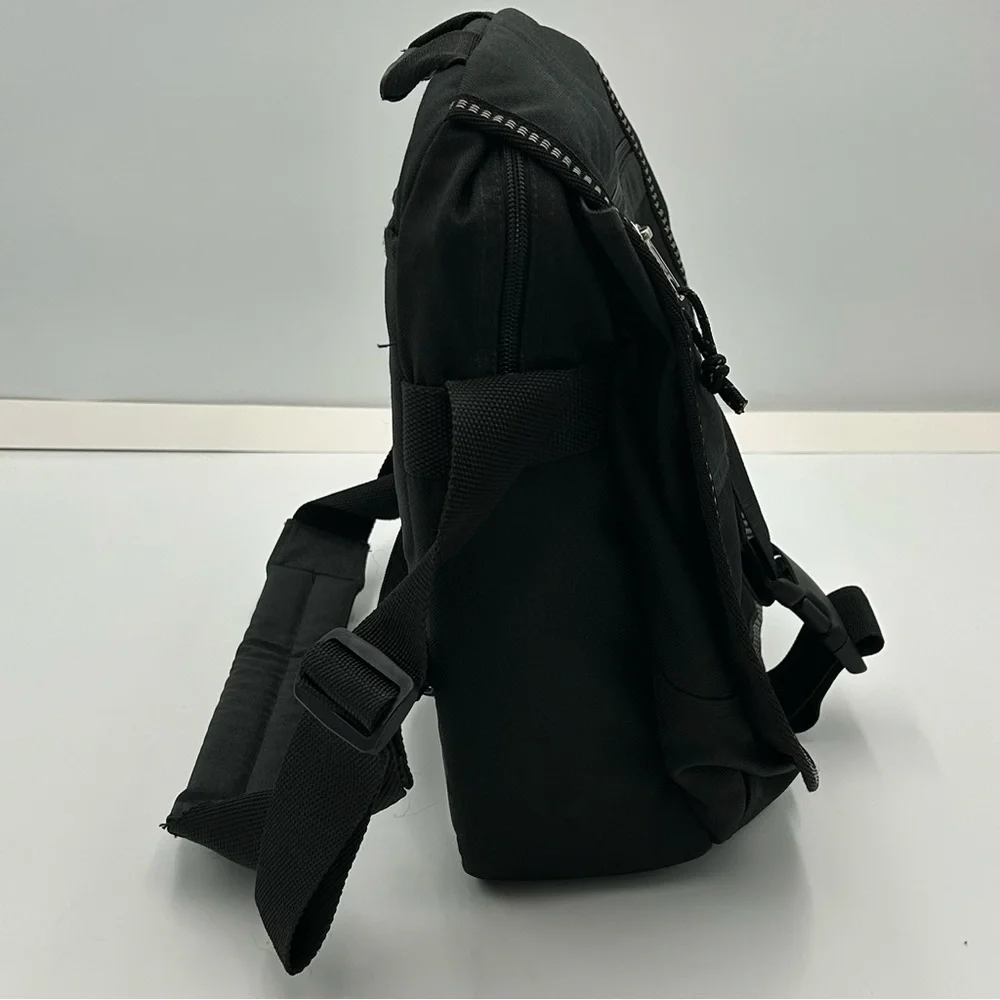 Vtg LL Bean Laptop Travel Bag 12 x 15 Inch Canvas‎ Zip Crossbody Strap Black